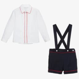 Boys Spanish Clothes Set Baby Long Sleeve Shirts Navy Shorts Infant Birthday Holiday Outfits Children Boutique Spain Clothing