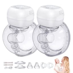 2PCS Electric Breast Pump Hands-Free Breast Pumps 12 Levels, LCD Display, 1200mAh Rechargeable Double Milk Extractor