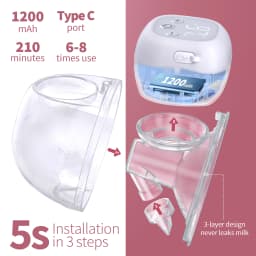 2PCS Electric Breast Pump Hands-Free Breast Pumps 12 Levels, LCD Display, 1200mAh Rechargeable Double Milk Extractor