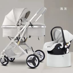 Newborn 3-in-1 Stroller with High View, Two-way Sitting and Lying Function, Baby Stroller with Carrycot and Car Safety Seat