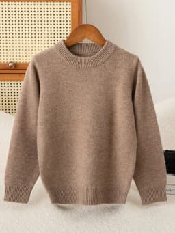 Children's Wool Sweater Pullover Autumn Winter Girls Boys Basic Mock Neck 100% Merino Wool Knitwear Kids Cashmere Thick Clothing