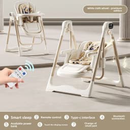 Smart Baby High Chair with Bluetooth, Electric Rocker & Recliner, 6-in-1 Foldable Multi-use Feeding Chair for Newborn to Toddler