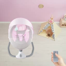 Baby Rocker Infant Swing 4 Speed Swing Angle Timer 12 Music Bluetooth USB Remote Control 25° Ergonomic Neck Protection 3 Point Safety Harness Anti Slip Base One Key Lock Removable Washable Cover Mosquito Net USB Power 0-18 Months