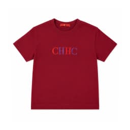 CH Trend Boys Crew Neck Contrast CHHC Embroidery Straight Hem Short Sleeve Tee Party Daily Top