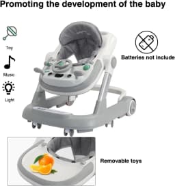Activity 2‑in‑1 Baby Push Walker for Toddlers, Removable Feeding Tray and Music Tray (No Battery Included) Baby Walker