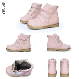 Winter Children Pink Shoes Orthopedic Boots For Kids Casual Luxury Ankle Booties With Rhinestone Flower Leather School Footwear