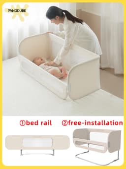 PANGDUBE Baby Bed Guardrail 2-in-1 Safety Bed Barrier Portable Bedside Sleeper with Storage Bag Adjustable Baby Nest