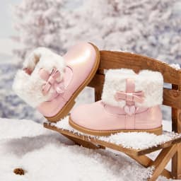 Dave Bella Girls' Leather Shoes Winter Anti Slip Baby Elegant Soft Velvet Boots Baby Pink Short Shoes Children's Boots DB4254717