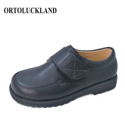 Ortoluckland Kids School Shoes Children Black Leather Orthopedic Footwear British Boys Moccasins Sandals for Teenagers