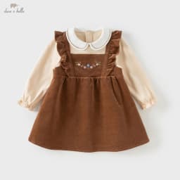 Dave Bella Children's Dress Autumn Gentle Sweet Cute Floral Girl's Fake Two-Piece Dress Party Casual Clothing Outdoor DB3253005