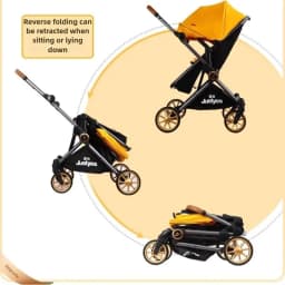 Luxury High-view Baby Stroller Two-way Foldable Baby Stroller Portable Outdoor Four-wheel Shock-absorbing Baby Stroller