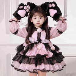 Cute Girl Lolita Dresses Birthday Party Children Dress Long Sleeves Flower High Quality Patchwork Kids Clothing Ball Gown