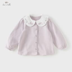 Dave Bella Elegant Shirt for Girl Autumn Spring Children Cotton Blouse Baby Lapel Outdoor Top Kids Clothes Long Sleeve DB1260811