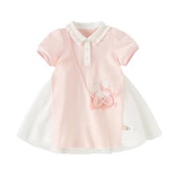 Dave Bella Girl's Summer Mesh Dress Sweet Cute Childrens Short Sleeve Princess Dress Fashion Cotton Party Outdoor DB2262387