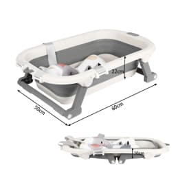 Baby Bathtub, Foldable Baby Bathtub with Thermometer and Bath Mat, Non-Slip Portable Travel Baby Bathtub, 0-36 Months