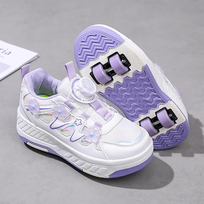 HeelysChildren's small flower decorated four-wheel roller skating sports shoe breathable roller skating girls shoes holidaygifts