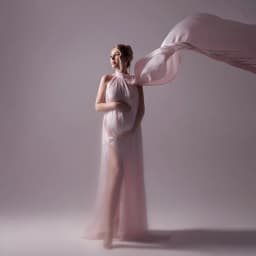 Elegant Pink Maternity Dress For Photo Shoot Cape Sleeve Shiny Pregnancy Gown Luxury Pregnant Women Photography Clothing