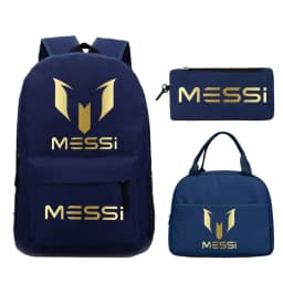 3pcs/set Football Star Graphics Backpack Pen Case Lunch Bag Set Cartoon Student Schoolbag Learning Supplies Birthday Gifts