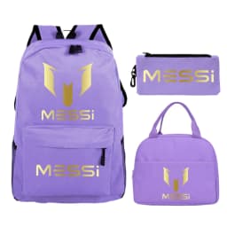 3pcs/set Football Star Graphics Backpack Pen Case Lunch Bag Set Cartoon Student Schoolbag Learning Supplies Birthday Gifts