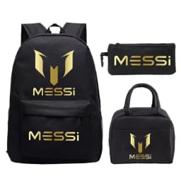 3pcs/set Football Star Graphics Backpack Pen Case Lunch Bag Set Cartoon Student Schoolbag Learning Supplies Birthday Gifts