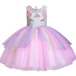 Baby Girls Rainbow Unicorn Flower Wedding Princess Party Tutu Dresses Children Kids Elegant Chirstmas Vestidos Costume Clothing