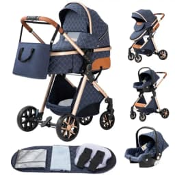 Brand New Versatile 3-in-1 High Landscape Four-Wheel Baby Pram With Efficient Shock Absorption Wheels, Lightweight Collapsible Travel Carriage Complete Accessory Pack Equipped With Custom Detachable Air-Permeable Mosquito Net, Multi-Angle Full Lie Flat Se