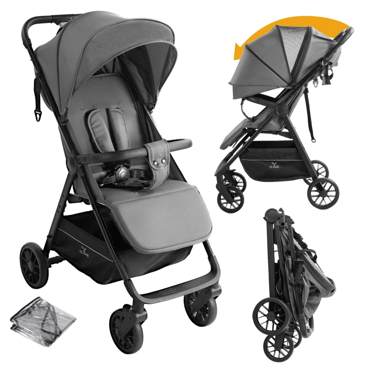 Lightweight 2 in 1 Baby Stroller Pushchair Pram Compact Folding Baby Carriage Easy Storage Portable Design Comfortable Seat Smooth Suspension Wheels Large Shopping Basket for Newborn Infant Outdoor Daily Use