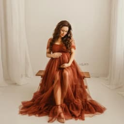Maternity Photography Props Tulle Off Shoulder Dress High Slit Pregnancy Photoshoot Gown Infant Baby Shower Party Maxi Skirt