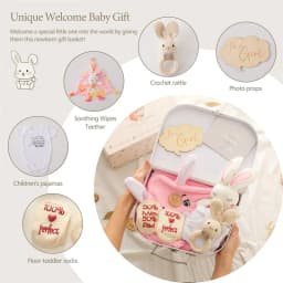 Baby Double Sided Cotton Blanket Newborn Milestones Cards Crochet Rattle Toy Bath Set Gifts Box Baby Photography Prop Birth Gift