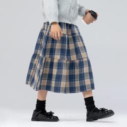 Classic Plaid Girls Woolen Skirt Autumn Winter Fashion Warm Mid-length Teen Children A-line Skirt Casual Elegant Princess Skirt