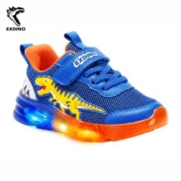 EXDINO Dinosaur Light Up Toddler Little Kids Shoes Mesh Breathable LED Flashing for Boys Non-slip Soft Lining Sports Sneakers