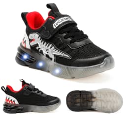 EXDINO Dinosaur Light Up Toddler Little Kids Shoes Mesh Breathable LED Flashing for Boys Non-slip Soft Lining Sports Sneakers