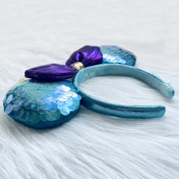 Disney Mickey Ears Headbands Mermaid Ariel Princess Sequin Bows Headwear Fashion Headdress Cosplay Plush Kids Headband Gift