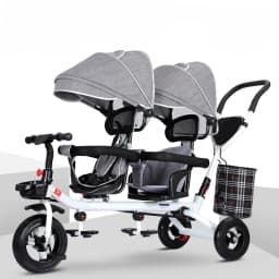 Children's Double Stroller Multifunctional Two-way Baby Stroller Twins Stroller Double Folding Three-wheel Car