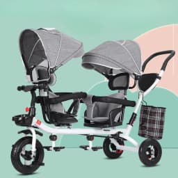 Children's Double Stroller Multifunctional Two-way Baby Stroller Twins Stroller Double Folding Three-wheel Car