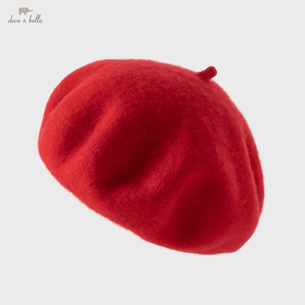 Dave Bella Girls Wool Hat Autumn Winter Warmth Red Baby Kids Berets Beanies Caps Fashion Princess Children Knitted Hat DK4254699