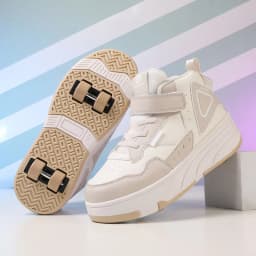 Trendy Cool Middle Top Roller Skateboard Shoes For Boys Girls, Breathable Retractable Roller Skates For Indoor Outdoor Party