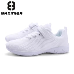 BAXINIER Girls White Cheer Shoes Trainers Breathable Training Dance Tennis Shoes Lightweight Youth Cheer Competition Sneakers