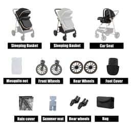 Light Weight Baby Stroller 3 in 1 Travel Pram Baby Pushchair Kids Wagon Stroller