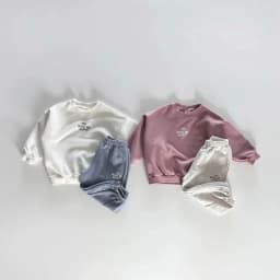 2026 Autumn Children Clothing Set Korean Boys Long Sleeve Sweater+Pants Suit Baby Girls Casual 2PCS Spring Tracksuit Leisure Set