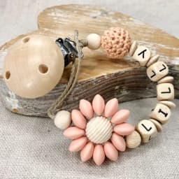 25PCS Custom Name Silicone Beads Flower Ring Pacifier Clips Safe Teething Chains Teether Eco-friendly Dummy Beech Clips Holder