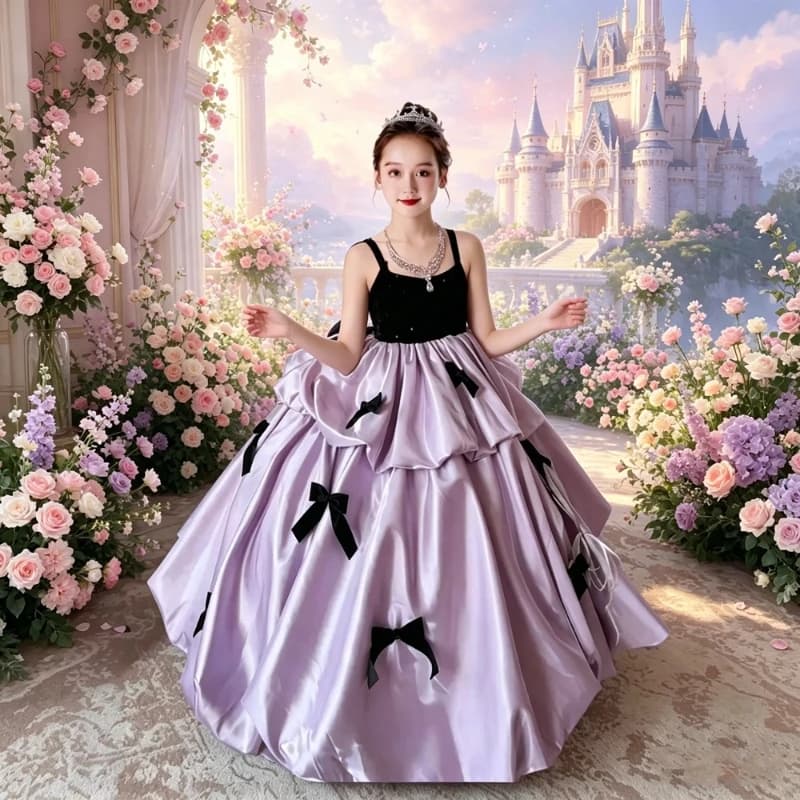 2026 Kids Princess Dress Flower Girl Wedding Gown Party Costume Birthday Banquet Children Girls Piano Performance Host Clothes