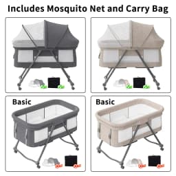 Foldable 4-in-1 Convertible Baby Travel Cot, Rocking Bedside Crib with Quiet Rolling Wheels, Perfect Use From Newborn To Toddler