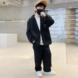 ZOETOPKID Kids Boys Suit Blazer+Pants Two Piece Black Khaki Spring Autumn Children Casual Formal Clothing 2PCS Set