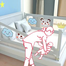IMBABY Bed Guardrail Liftable Crib Protectors Adjustable Handrail Bed Safety Children Washable Baby Safety Bed Barrier Bumper