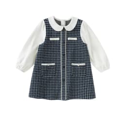 Dave Bella Girls Baby Knitted Dress Autum Kids Long Sleeve Fake Two Piece Princess Dress Retro College Style Party DB3253129