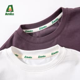 Amila 2026 Spring Children's Vacation Two Piece T-Shirt With Plaid Long Sleeved Patchwork Design, Casual And Fashionable