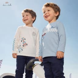 Dave Bella Children Cotton T-shirts Boys Clothing Spring Autumn Baby Long Sleeves Pullover Fashion Printed Casual Tops DB1260151