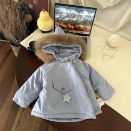 Winter Kids Jacket Children's Outerwear Coats with Big Fur Collar Boys Girls Coats Jacket Thicken Plush Warm Cotton Jacket