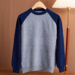Children's 100% Merino Wool Sweater Boys Girls O-neck Pullover Contrast Sleeves Knitwear Autumn Winter Baby Kids Cashmere Tops